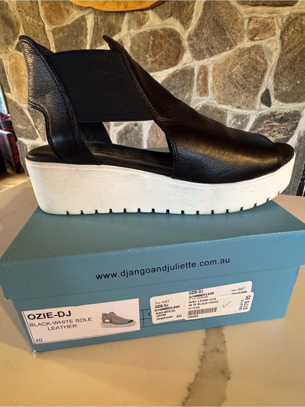 Black Platform Open-Toe Sandals with White Sole